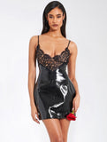 SHELBY BLACK LEATHER MINI DRESS