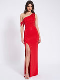 PAGET RED HIGH SLIT GOWN LONG DRESS
