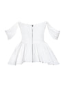 QISTINA WHITE OFF-SHOULDER PEPLUM TOP
