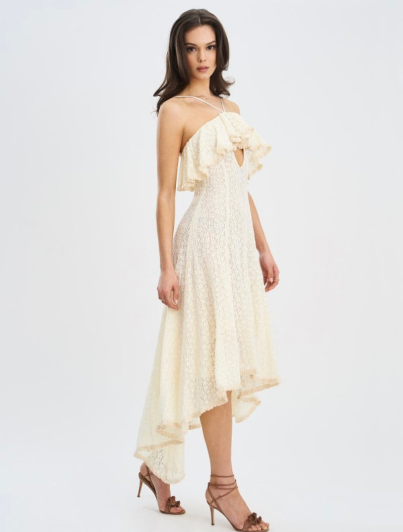 IDRA LACE SLEEVELESS CROCHET MIDI DRESS