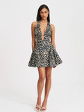 MACKENZIE CHEETAH HALTER MINI DRESS