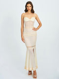 PALLAS BEIGE CROCHET MERMAID MAXI DRESS