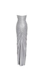 SABLE RUCHED SILVER GLITTER GOWN