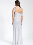 WHITE MESH NETTED HIGH SLIT GOWN