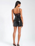 SHELBY BLACK LEATHER MINI DRESS