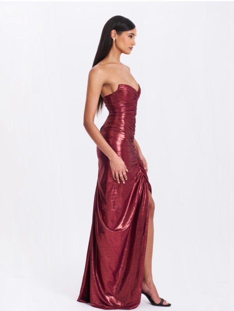 SABLE RUCHED BURGUNDY DRESS