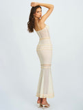 PALLAS BEIGE CROCHET MERMAID MAXI DRESS