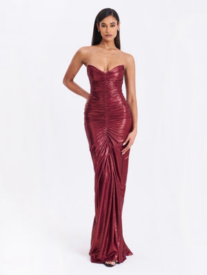 SABLE RUCHED BURGUNDY DRESS