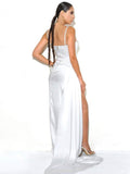 VANITY WHITE SATIN CORSET GOWN DRESS