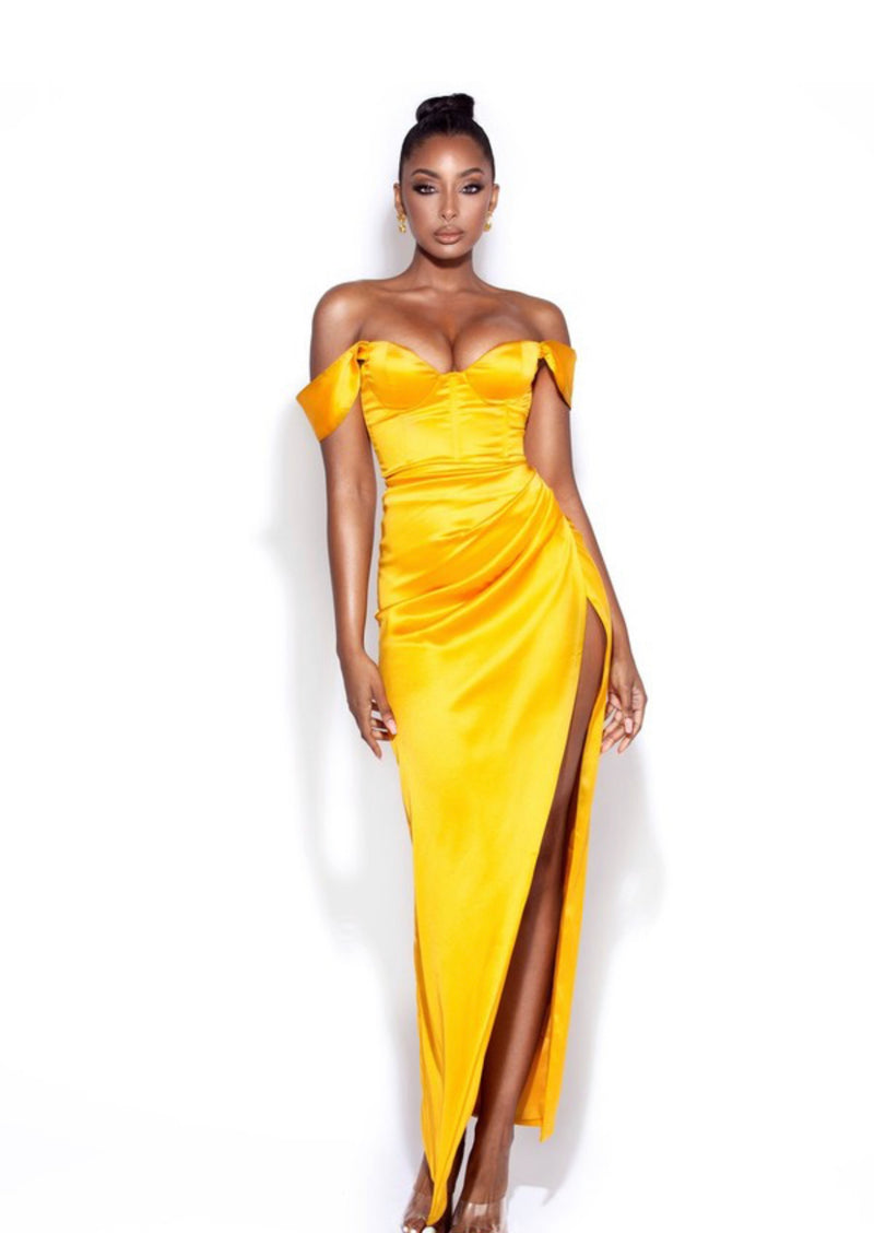 ZARAH YELLOW HIGH SLIT CORSET