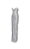 SABLE RUCHED SILVER GLITTER GOWN
