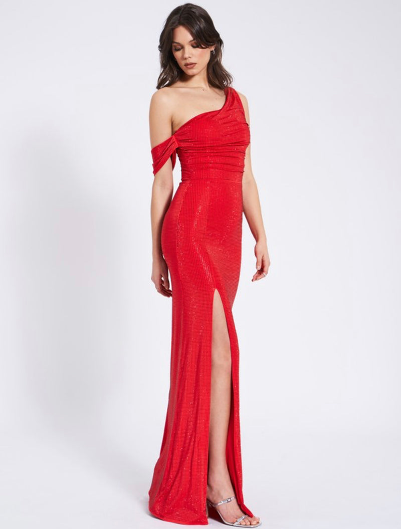 PAGET RED HIGH SLIT GOWN LONG DRESS