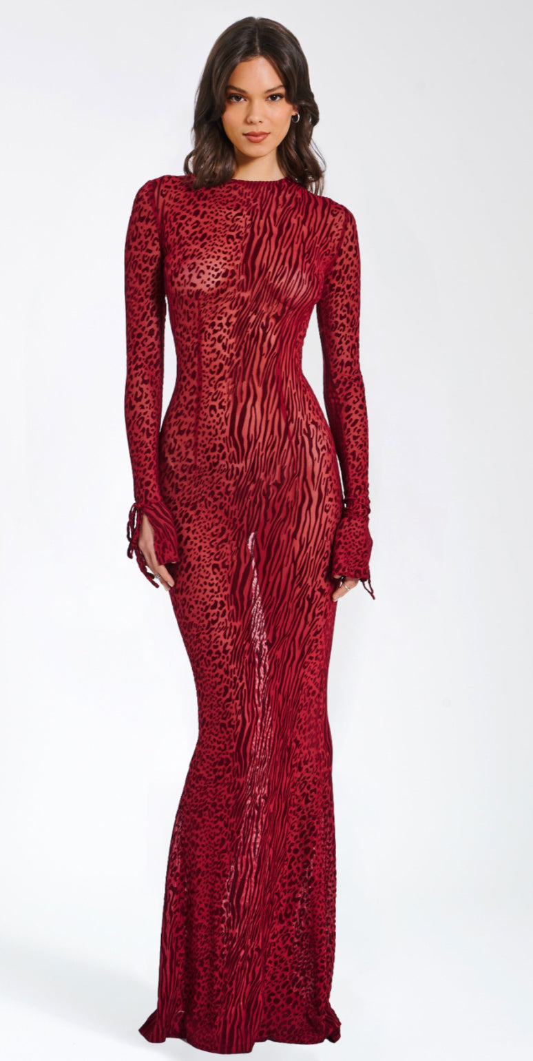 BURGUNDY VELVET DRESS