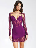 ELSIE PURPLE LONG SLEEVE MINI DRESS