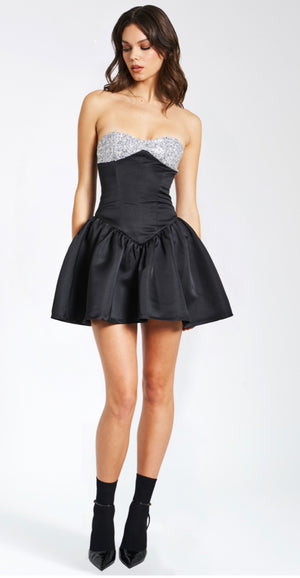 CRYSTAL BLACK MINI DRESS