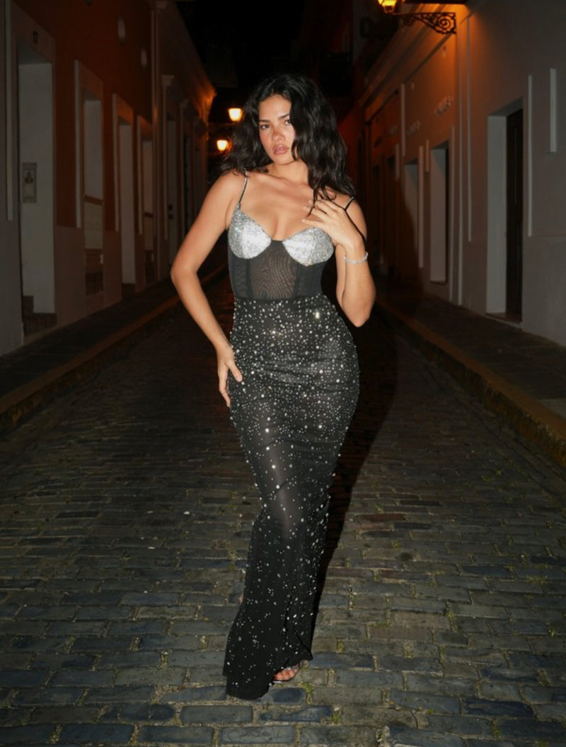 CRYSTAL EMBELLISHED MAXI DRESS