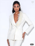 FEATHER WHITE BLAZER JACKET