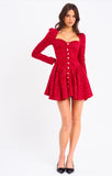 RED TWEED MINI DROP WAIST DRSSS