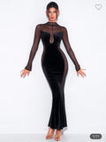 BLACK VELVET MESH DRESS