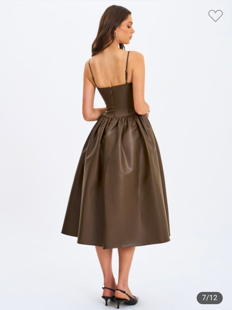 COCOA VEGAN LEATHER DRESS