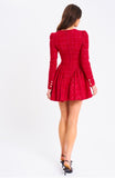 RED TWEED MINI DROP WAIST DRSSS