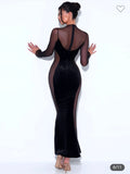 BLACK VELVET MESH DRESS
