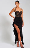 BLACK LACE CORSET MAXI DRESS