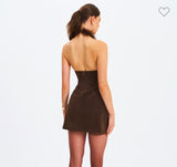 CHOCOLATE MINI VEGAN SUEDE DRESS