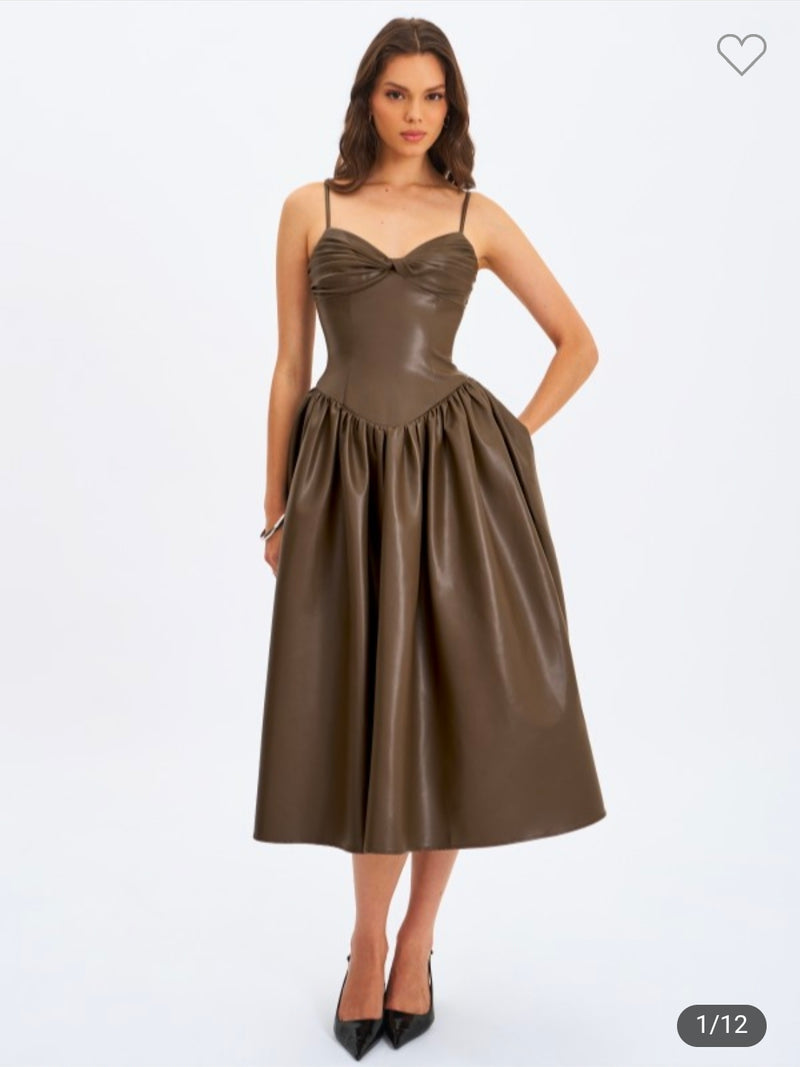 COCOA VEGAN LEATHER DRESS