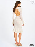 CREAM CROCHET MATERIAL DRESS