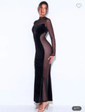 BLACK VELVET MESH DRESS