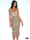 GOLD SEQUIN CORSET DRESS