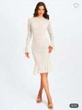 CREAM CROCHET MATERIAL DRESS