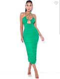 IVY GREEN RUCHED DRESS