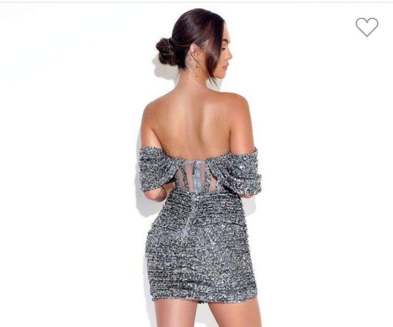 SPARKLE SILVER SEQUIN DRESS
