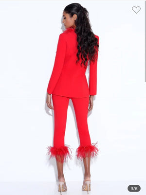 YANELY RED PANT SUIT SET