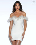 LENA WHITE FEATHER DRESS