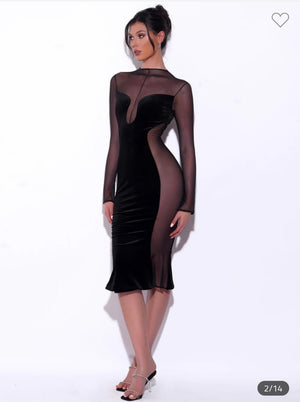 MAVISE BLACK VELEVET DRESS