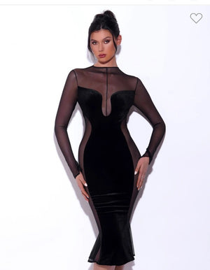 MAVISE BLACK VELEVET DRESS