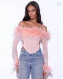 BLUSH FEATHER CORSET TOP