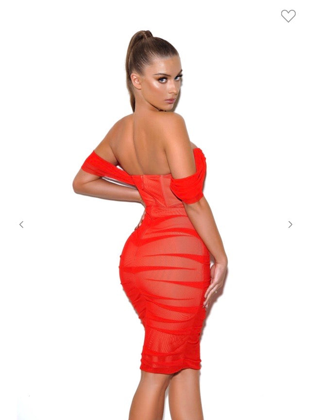 ANGEL RED MESH DRESS