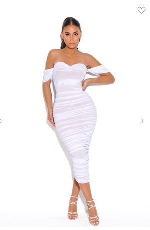 WHITE MAXI MESH DRESS