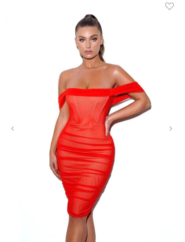 ANGEL RED MESH DRESS